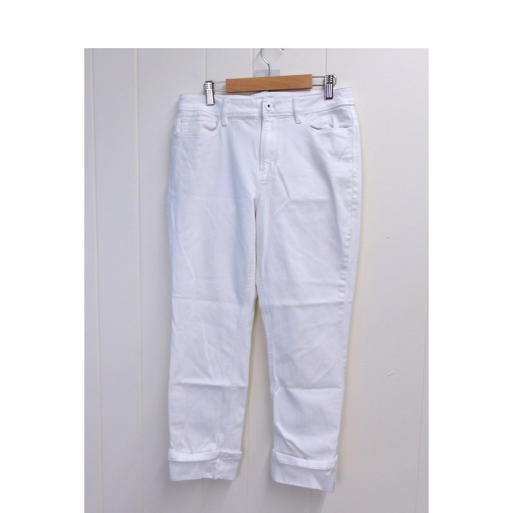 J.Jill White Denim Jeans Cropped Cuffed Ankle Casual Style Sz 4 (30x24) / #7281